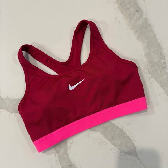 Nike DriFit Sports Bra Padded Racerback Activewear Womens Small Red/Pink Workout - Picture 1 of 6